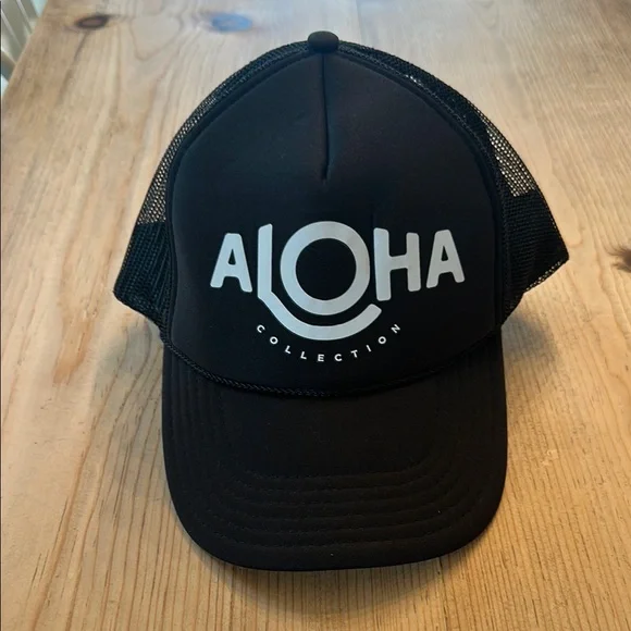 ALOHA Collection Black and Silver Trucker Hat - Picture 1 of 4
